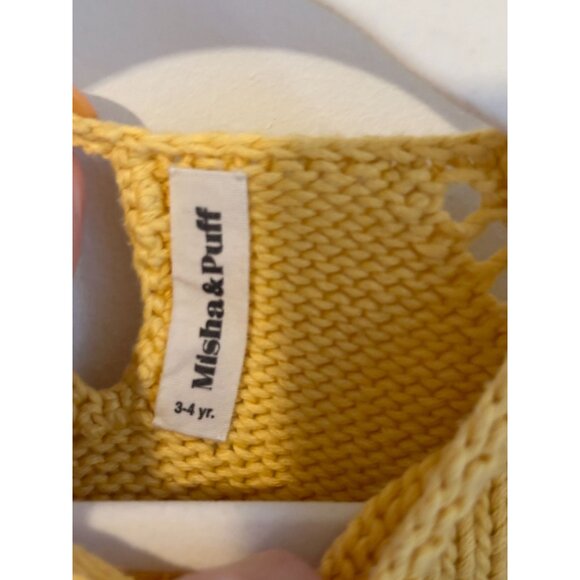 Misha & Puff Yellow Knit Sweater For Kids 3-4 Years 100% Cotton Long Sleeve Butt - Picture 5 of 7